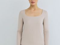 Лонгслив с квадратным вырезом, Бежевый