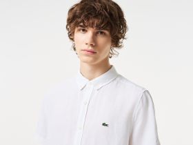 Мужская льняная рубашка Lacoste с коротким рукавом