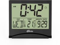 Часы-будильник Ritmix CAT-042 с метеостанцией (черный)