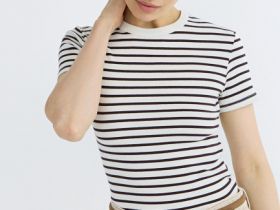 Футболка в рубчик, Коричневый