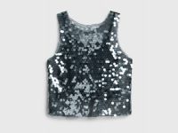 Сетчатый топ с пайетками для девочек, Серебряный