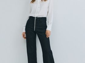 Джинсы клёш с высокой посадкой, Синий