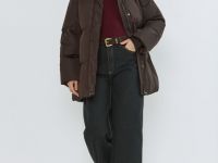 Пуховик с натуральным утеплителем, Коричневый