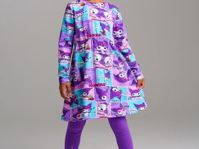 Комплект трикотажный для девочек: платье, брюки (легинсы)