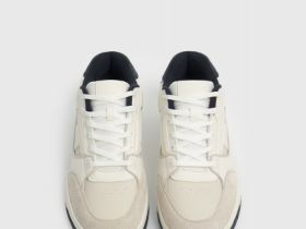 Кроссовки со вставками из натуральной замши, Белый