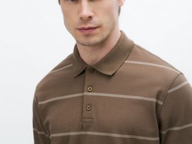 Поло в полоску, Серый