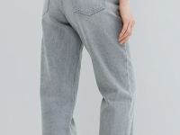 Прямые джинсы с высокой посадкой, Серый