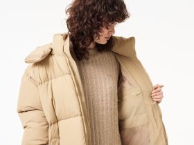 Женский длинный пуховик Lacoste с капюшоном