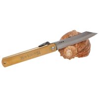 Складной нож Nagao Higonokami Especial hand forging, 100мм, сталь Aogami, рукоять латунь