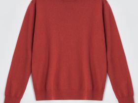 Джемпер из хлопка и шерсти с округлым вырезом