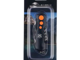 Нож перочинный Stinger 96 мм, 15 функций, черный/оранжевый, в блистере