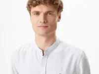 Мужская рубашка Lacoste без ворота в полоску из смеси льна