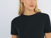 Полупрозрачная футболка в рубчик, Черный