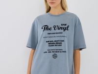 Футболка оверсайз с флок-принтом, Синий