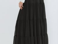 Юбка макси из шифона, Черный