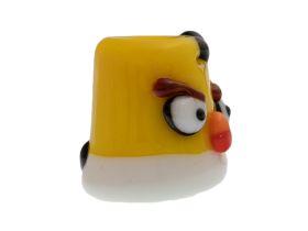 Бусина Angry bird, желтая, стекло