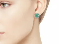 Пусеты из серебра с изумрудами э0667пс08190590