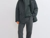 Утеплённая парка с капюшоном, Серый