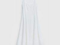 Платье миди с вырезом каре, Белый