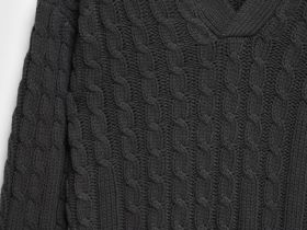 Вязаный джемпер поло с косами, Зеленый