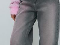 Свободные джинсы со средней посадкой, Серый