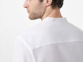 Рубашка из смесового льна с воротником мао, Белый