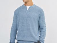 Джемпер с вырезом хенли, Голубой