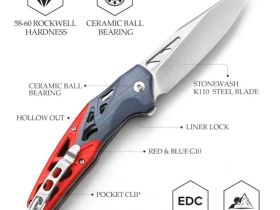 Складной нож Trivisa Leo-03RB, сталь K110, рукоять G10