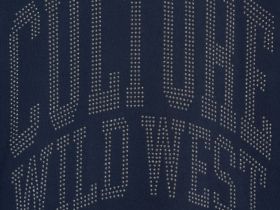 Худи с принтом и стразами для девочек, Синий