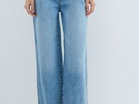 Широкие джинсы с асимметричной застёжкой, Голубой