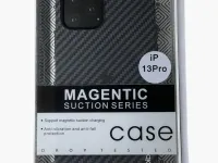 Чехол-накладка PiBlue Magentic Series Magsafe для Apple iPhone 14 Pro (карбоновый в полоску черно-серый)