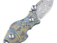 Складной нож-подвеска Sanrenmu 6171-TX, сталь Дамаск, рукоять титан