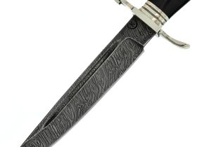 Нож Финка НКВД, сталь дамаск, мельхиор, рукоять граб