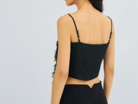 Топ с натуральными перьями, Черный