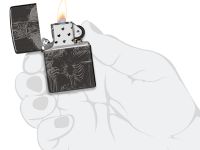 Зажигалка ZIPPO Skull King с покрытием High Polish Black, латунь/сталь, черная, глянцевая, 38x13x57 мм