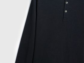 Лонгслив с воротником хенли, Черный