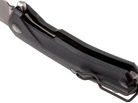 Нож складной LionSteel KUR BBK G10 Black Flipper, сталь Stonewashed & PVD-Coated Uddeholm Sleipner®, стеклотекстолит, чёрный