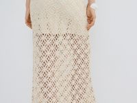 Ажурная юбка макси, Бежевый