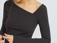 Лонгслив с асимметричным вырезом, Коричневый