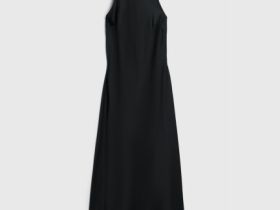 Сатиновое платье с американской проймой, Черный