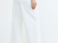 Укороченные широкие джинсы с ремнём, Белый