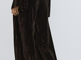 Широкие бархатные брюки, Коричневый