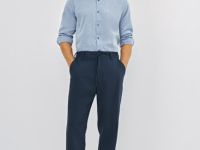 Рубашка из структурной ткани, Синий