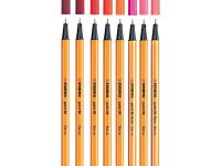 Набор ручек капиллярных Stabilo "Point 88" Оттенки красного 8 цв, в пластике