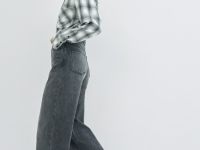 Утеплённые широкие джинсы, Серый