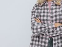 Удлинённая рубашка в клетку, Розовый