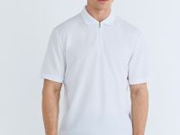 Поло из техноткани с воротником на молнии, Белый