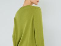 Укороченный кардиган на пуговицах с кашемиром, Зеленый