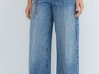 Широкие джинсы из плотного денима, Синий