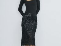 Боди с длинным рукавом, Черный